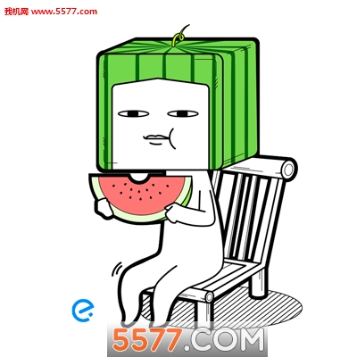 方块西瓜人吃瓜表情包