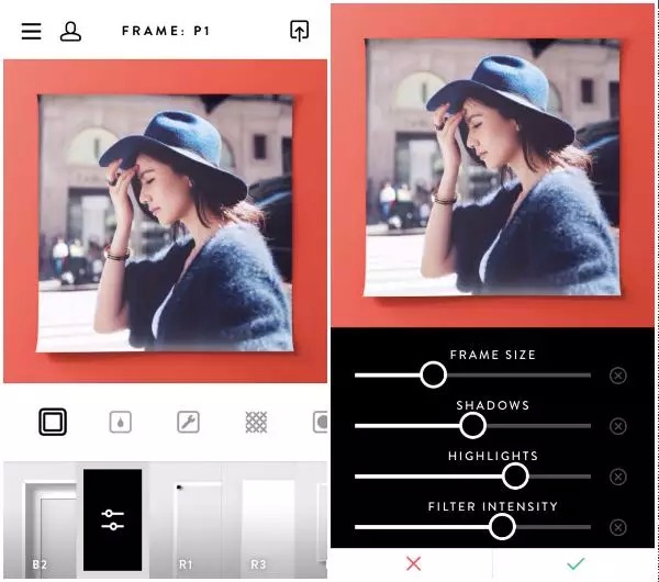 【相框】选择一张图片进行编辑,图片会被剪裁成1:1大小,如果想使用